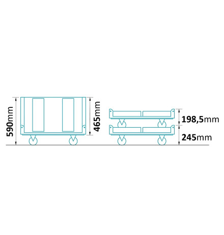 Bac pliable avec fond et roulettes 800x600x590mm