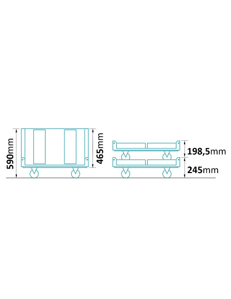 Bac pliable avec fond et roulettes 800x600x590mm