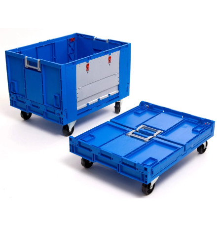 Bac plastique pliable avec roulette et portes pour picking 800x600x590mm