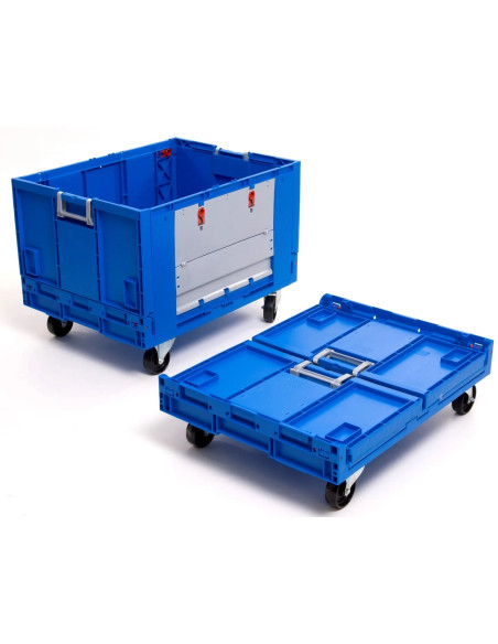 Bac plastique pliable avec roulette et portes pour picking 800x600x590mm