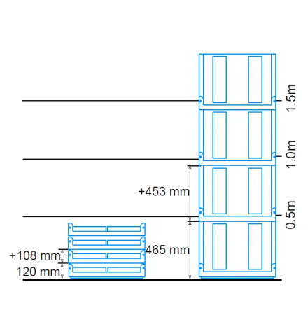Bac pliable avec ouverture latérale Picking 800x600x465mm