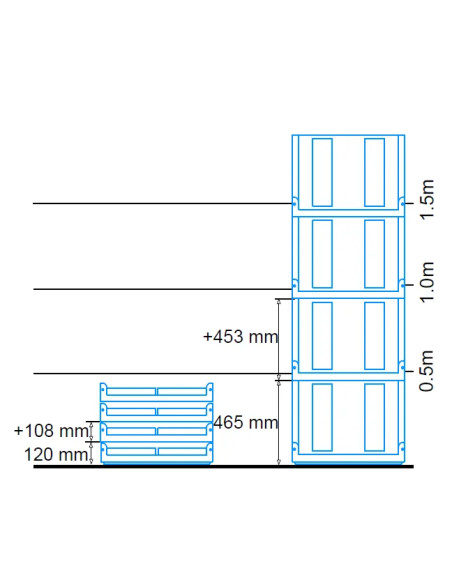 Bac pliable avec ouverture latérale Picking 800x600x465mm