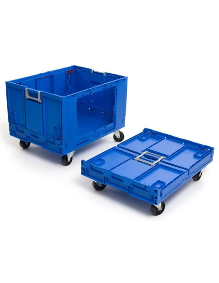 Bac pliable avec roulettes et ouverture pour picking 800x600x590mm