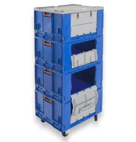 Bac plastique pliable avec portes pour picking 800x600x465mm