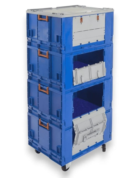 Bac plastique pliable avec portes pour picking 800x600x465mm