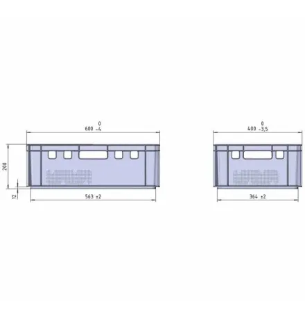 Bac E2 -  600 x 400 x 200 mm
