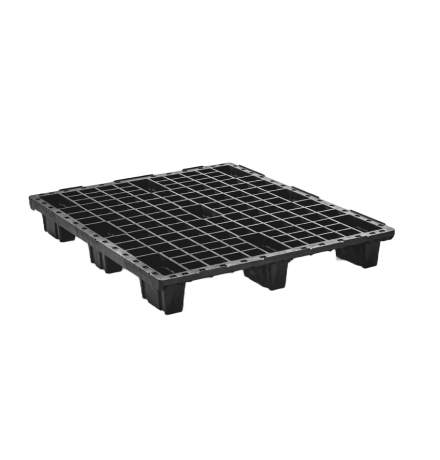 Palette plastique légère 1200 x 1000 - Plateau ajouré - 9 pieds emboîtables