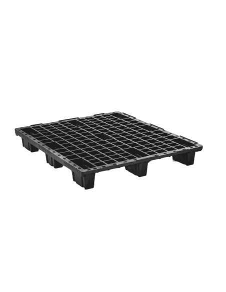 Palette plastique légère 1200 x 1000 - Plateau ajouré - 9 pieds emboîtables