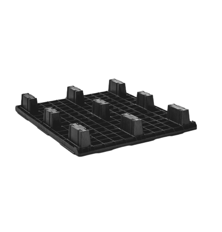 Palette plastique légère 1200 x 1000 - Plateau ajouré - 9 pieds emboîtables