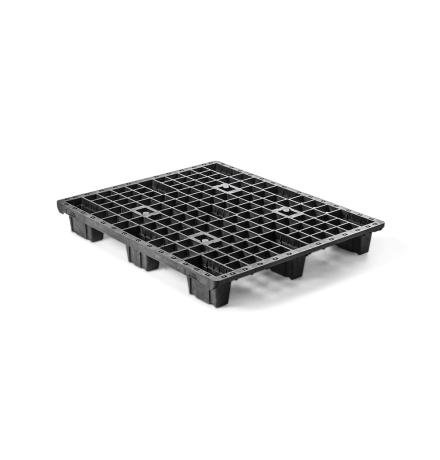 Palette plastique légère 1200 x 1000 - Plateau ajouré - 9 pieds emboîtables
