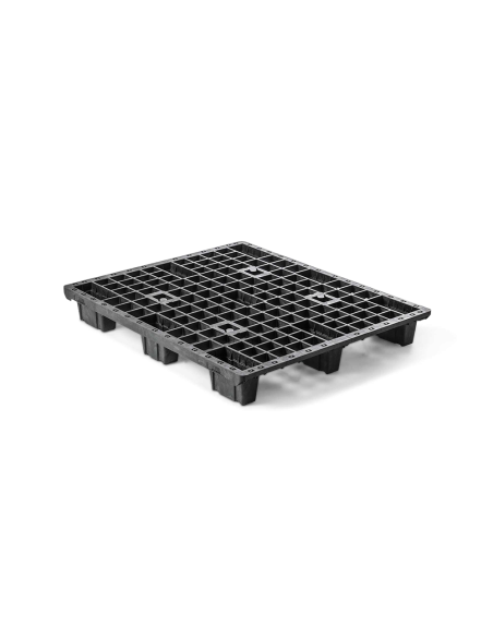Palette plastique légère 1200 x 1000 - Plateau ajouré - 9 pieds emboîtables