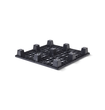 Palette plastique légère 1200 x 1200 - Plateau ajouré - 9 pieds emboîtables