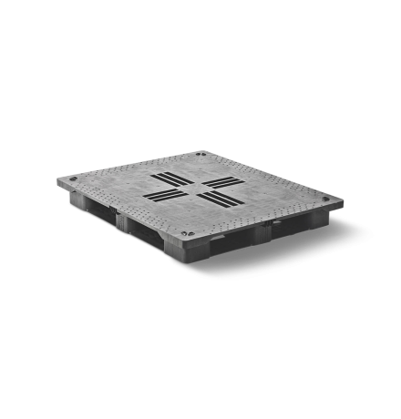 Palette plastique lourde 1300 x 1100 - Plateau plein - 6 semelles