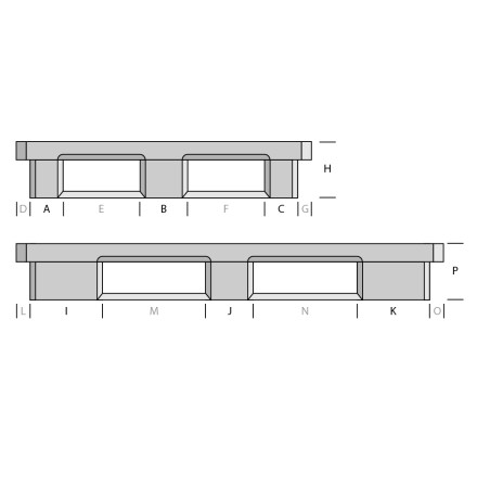 Palette plastique lourde 1300 x 1100 - Plateau plein - 6 semelles