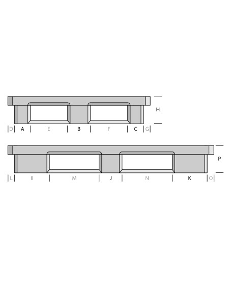 Palette plastique lourde 1300 x 1100 - Plateau plein - 6 semelles