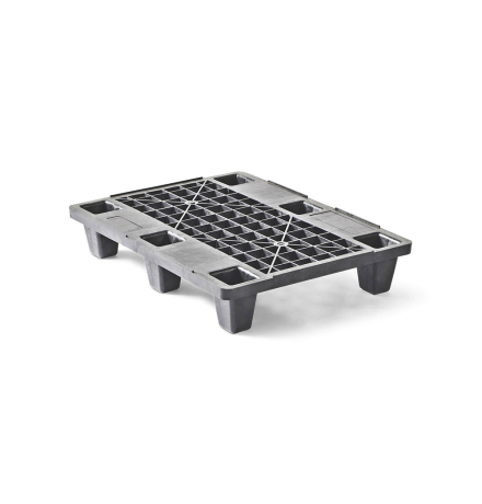 Demi palette plastique 600 x 800 - Plateau Ajouré - 6 pieds emboitables