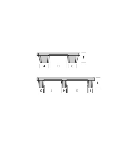 Demi palette plastique 600 x 800 - Plateau Ajouré - 6 pieds emboitables