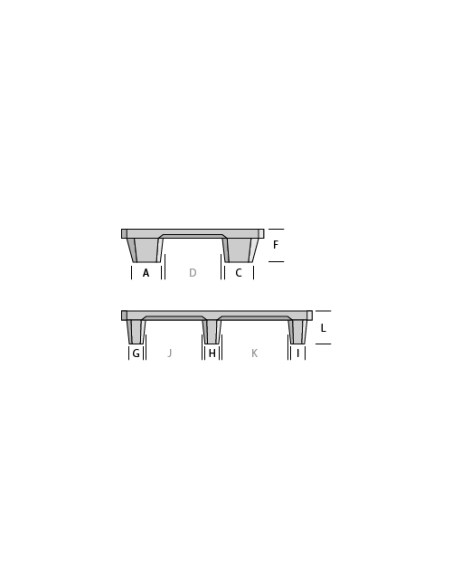 Demi palette plastique 600 x 800 - Plateau Ajouré - 6 pieds emboitables