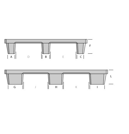 Palette plastique légère 1140 x 760 - Plateau ajouré - 9 pieds emboîtables