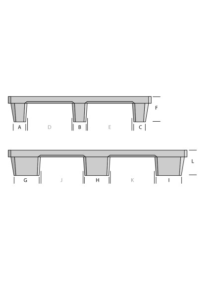 Palette plastique légère 1140x760 - Plateau plein -  9 pieds emboîtables