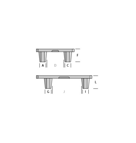 1/4 palette plastique 600 x 400 - Plateau Ajouré -  4 pieds emboitables