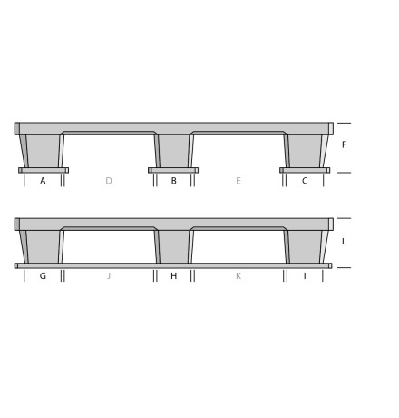 Palette plastique légère 1140 x 1140 - Plateau ajouré - 3 semelles usage unique