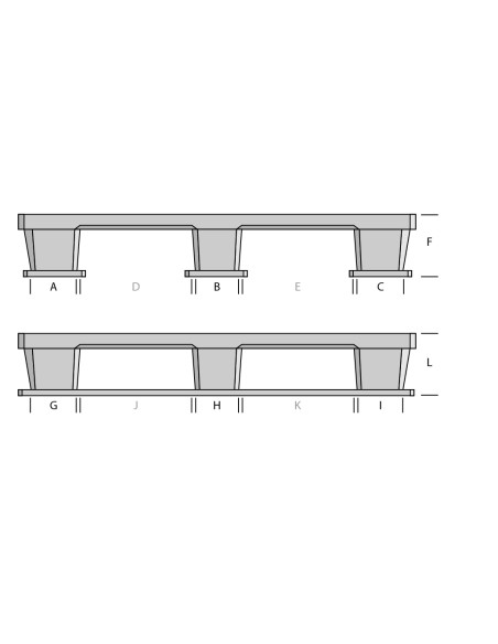 Palette plastique légère 1200 x 1000 - Plateau ajouré - 3 semelles