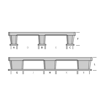 Palette plastique légère 1200 x 800 - Plateau ajouré - 3 semelles