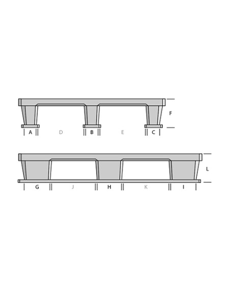 Palette plastique légère 1200 x 800 - Plateau ajouré - 3 semelles