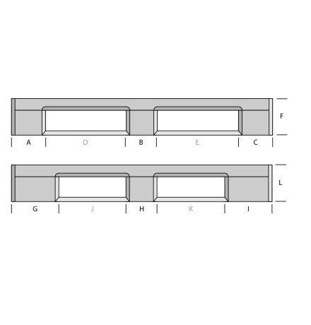 Palette plastique lourde 1200 x 1000 - Plateau ajouré - 6 semelles - CP6