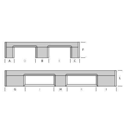 Palette plastique médium 1200 x 800 - Plateau ajouré - 3 semelles
