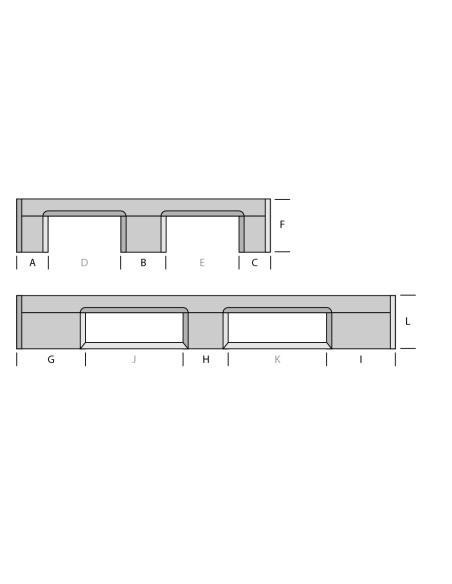 Palette plastique médium 1200 x 800 - Plateau fermé - 3 semelles
