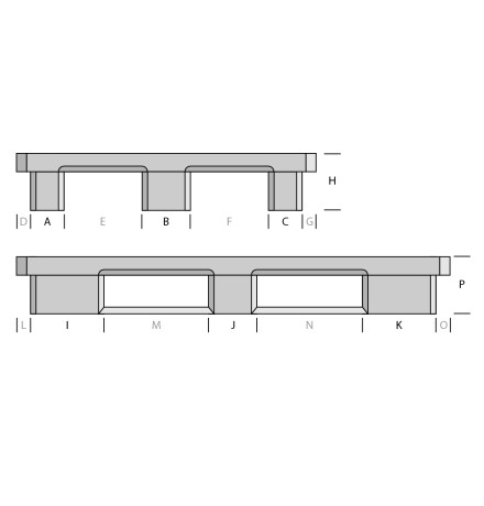 Palette plastique 1300 × 1100 - Plateau ajouré - 5 semelles