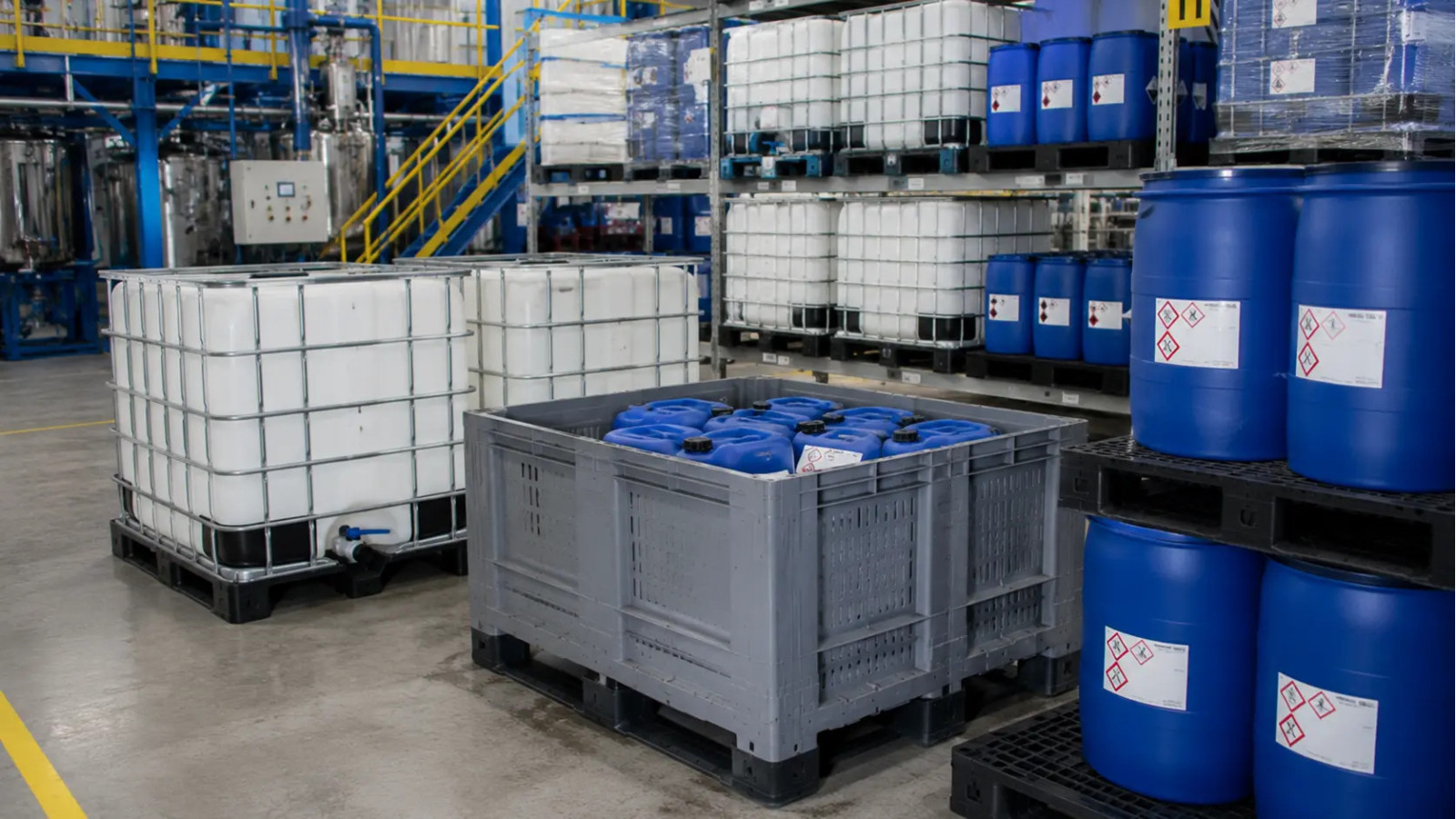 Industrie chimique – Palettes et bacs pour produits chimiques
